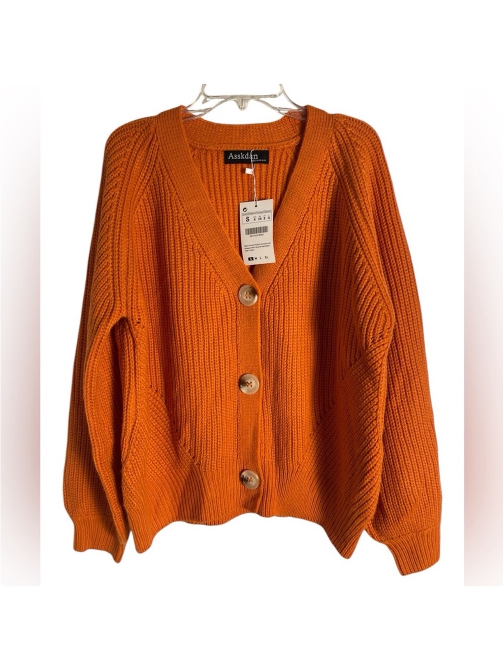 Asskdan Women's V-Neck Button
Down Knit Lantern Sleeves
Cardigan Size Small